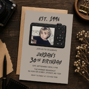 Convite Máquina Fotográfica Vintage Retro Aniversário de 3