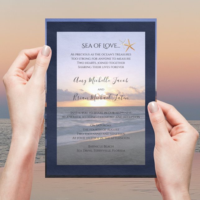 Convite Mar de Amor | Casamento de Starfish de Praia (Criador carregado)