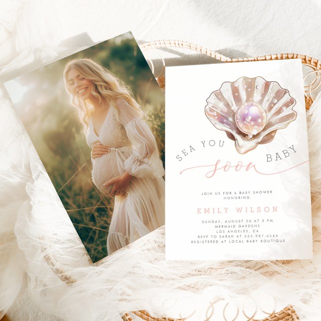 Convite Mar de Fotografia de Aquarela em breve Chá de fral (Criador carregado)