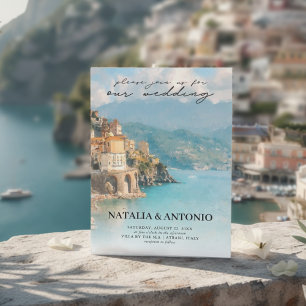 Convite Mar de Itália Casamento Por Aquarela Da Costa A