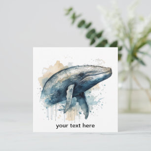 Convite Maravilha da Baleia em Aquarela, personalizado