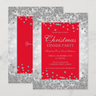 Convite Maravilha de inverno do Red & Silver Glitter