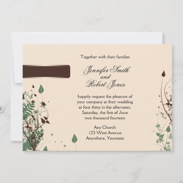Convite Maravilha Natural em Ivory e Brown Wedding Invitat (Frente)