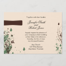 Maravilha Natural em Ivory e Brown Wedding Invitat