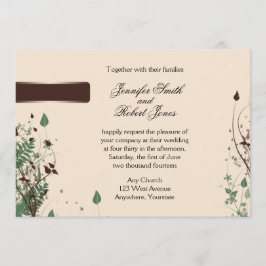 Convite Maravilha Natural em Ivory e Brown Wedding Invitat