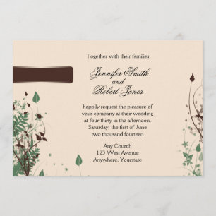 Convite Maravilha Natural em Ivory e Brown Wedding Invitat