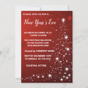 Convite Maravilhoso, Elegante, Ano Novo do Red Sparkly