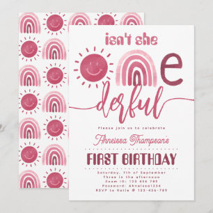 Convite Maravilhoso Rainbow Rosa Sunshine Virtual Birday