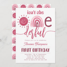 Convite Maravilhoso Rainbow Rosa Sunshine Virtual Birday