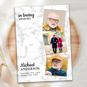 Convite Marble 3 Fotos Memorial Celebração Da Vida