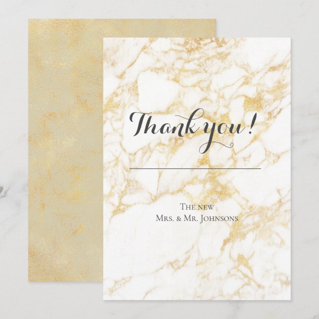 Convite Marble branco e Dourado (Frente/Verso)