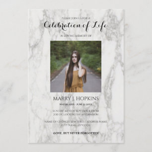 Convite Marble Celebration of Life Invitation with Photo