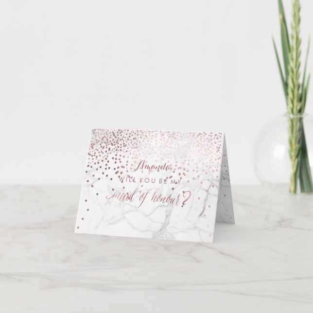Convite Marble+Confetti Will You Be My Maid of Honour (Frente)