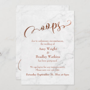 Convite Marble Copper Adiou Casamento "Oops"! Atualizar