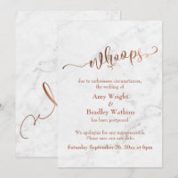 Marble Copper Adiou Casamento "Whoops!" Atualizar