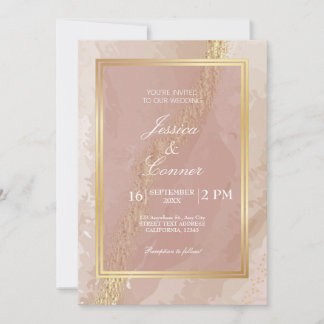 Convite Marble de ouro de pinkk elegante
