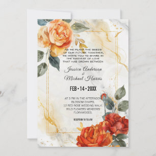 Convite Marble Dreams: Coleção de Elegância de Rosa Laranj