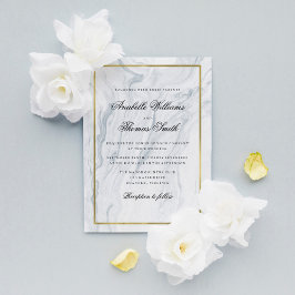 Convite Marble Elegante e Casamento Dourado