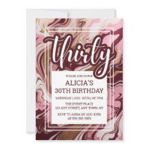 Marble Fluid Dourado Burgundy aniversário de 30 an