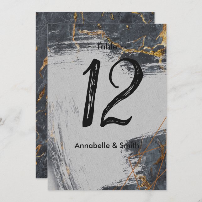 Convite Marble Glitter Número Geométrico da tabela (Frente/Verso)