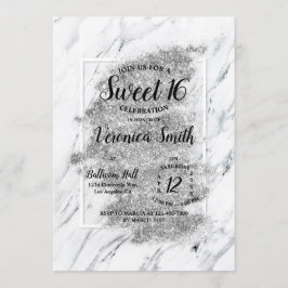 Convite Marble Grayscale Sweet 16