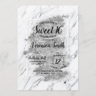 Convite Marble Grayscale Sweet 16