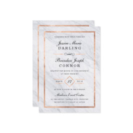 Convite Marble Moderno Elegante e Casamento Dourado Rosa