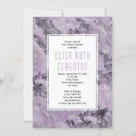 Convite Marble no chá de panela de casamento roxo ametista