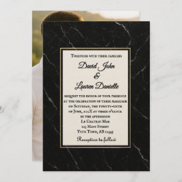 Convite Marble Onyx Photo Wedding Invitation