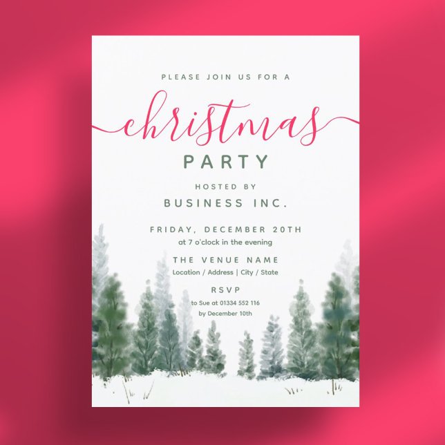 Convite Marca Simples do Xmas para Noverno (Simple Corporate Xmas Party Winter Watercolor Invitation)