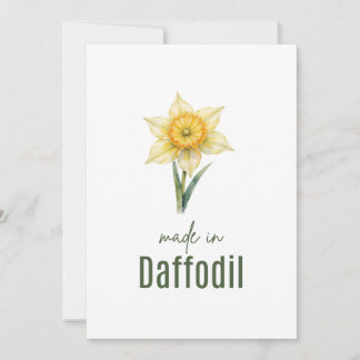 Convite March Daffodil Birth Flower card Watercolor