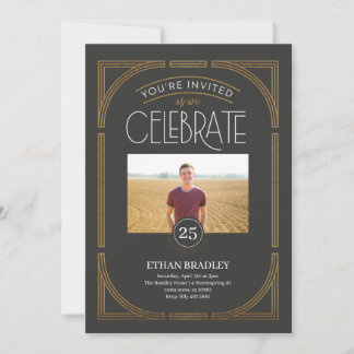 Convite Marco Art Deco (Dourado Falso)