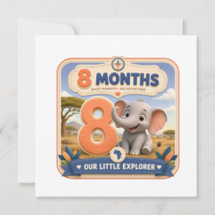 Convite Marco de 8 Meses de Bebê Explorador Safari