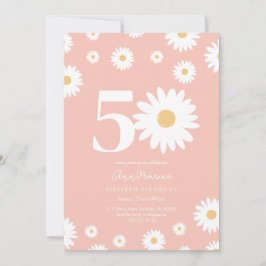 Convite Marco Floral Retro Aniversário Cinquenta Anos