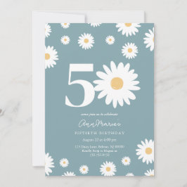Convite Marco Floral Retro Cinquenta Anos Aniversário