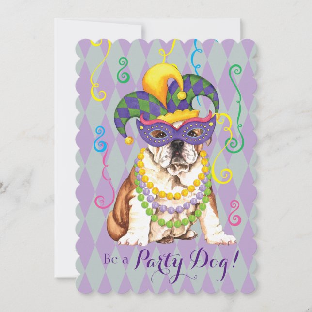 Convite Mardi Gras Bulldog (Frente)