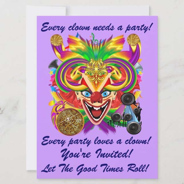 Convite Mardi Gras Carnaval de Evento Por Favor Ver Notas (Frente)