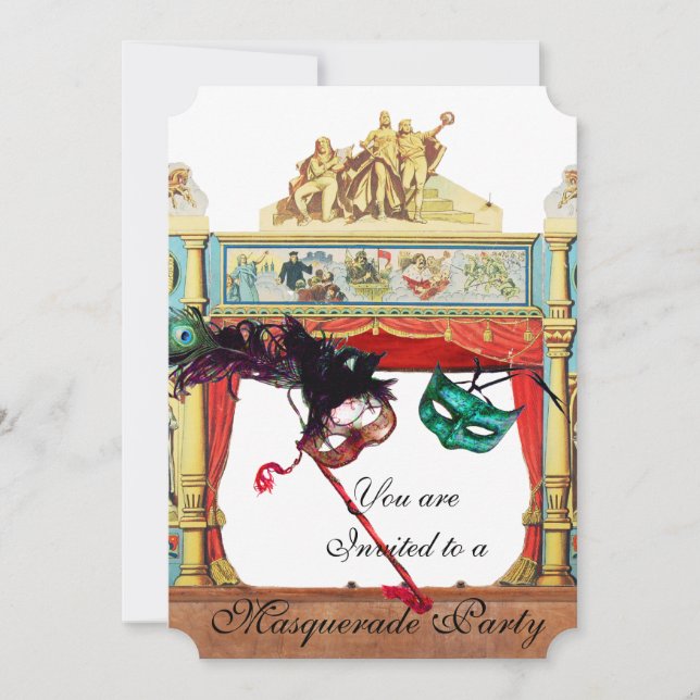CONVITE MARDI GRAS COSTUME PARTITY MASCARADA MÁSCARA O TEA (Frente)