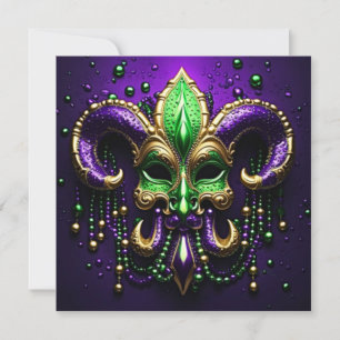 Convite Mardi Gras Fleur De Lis Design