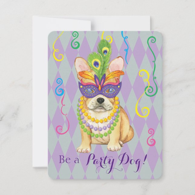 Convite Mardi Gras Frenchie (Frente)