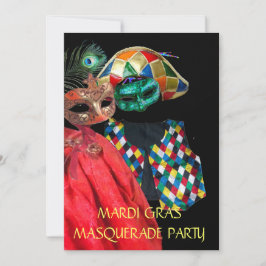 CONVITE MARDI GRAS HARLEQUIN COSTUME MASCARADA