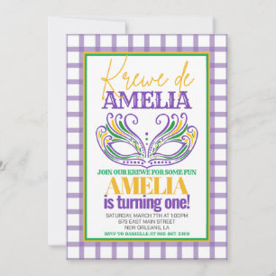 Convite Mardi Gras Krewe First Birday ANY AGE