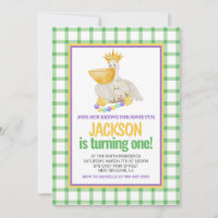 Mardi Gras Krewe PELICAN King Cake Primeiro Aniver