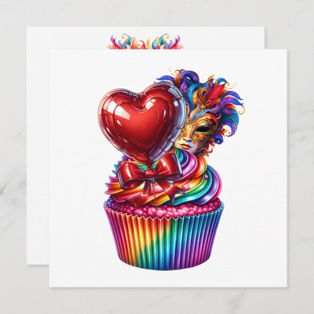 Convite Mardi Gras Mascarada (Frente/Verso)