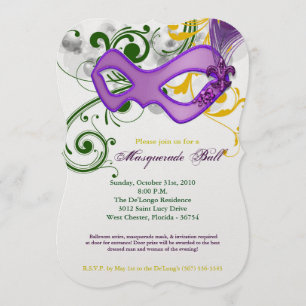 Convite Mardi Gras Mascarada Ball Mask Costume Halloween