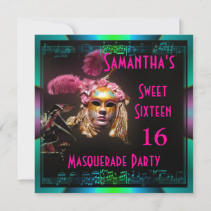 Convite Mardi Gras mascarada de 16 partidos
