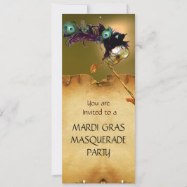 Convite MARDI GRAS MASCARADA PARTY Amarelo verde preto