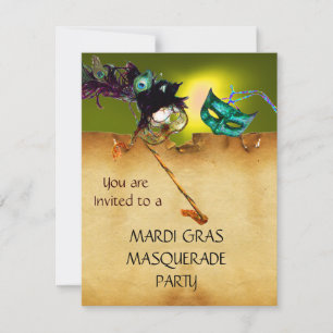 Convite MARDI GRAS MASCARADA, Yellow