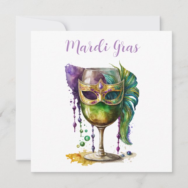 Convite Mardi Gras Mask (Frente)