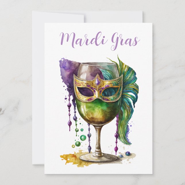 Convite Mardi Gras Mask (Frente)
